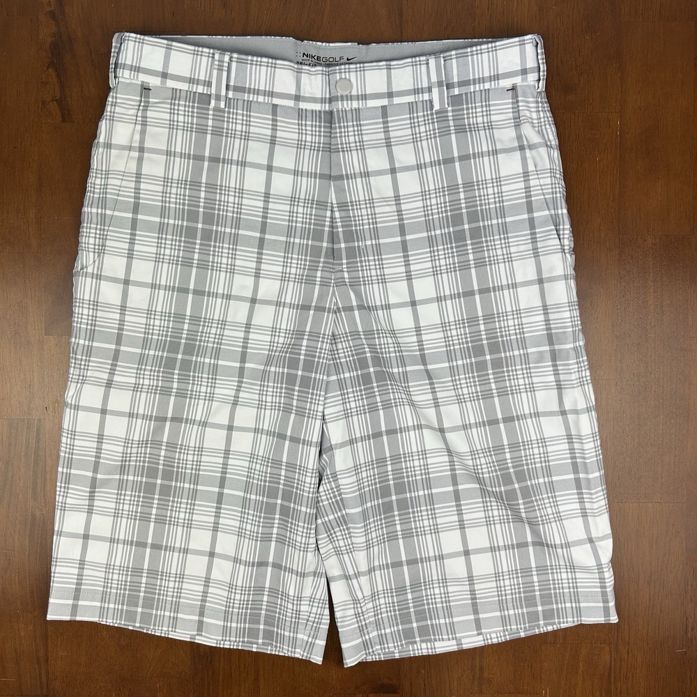 Nike Golf‎ Men's Dri-Fit Plaid Golf Shorts Tour Performance Gray Sz 30 EUC